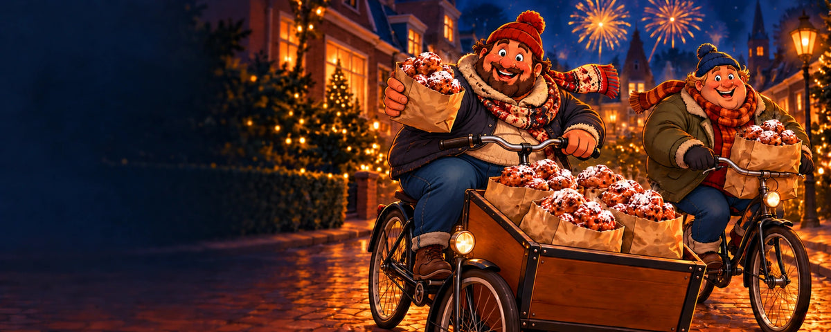 Bollejongens bezorgen verse oliebollen met de bakfiets