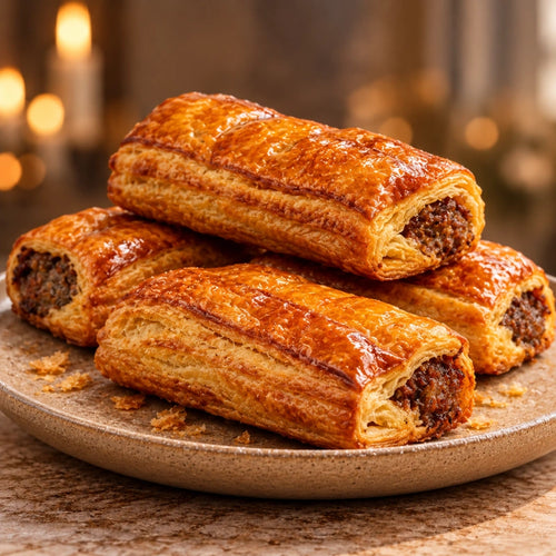 Saucijzenbroodjes op een bord